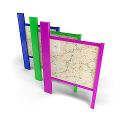 Pulverbeschichtungen bei Aufsteller mit Säule 250-76, mit U-Profilen und Säule 85-85